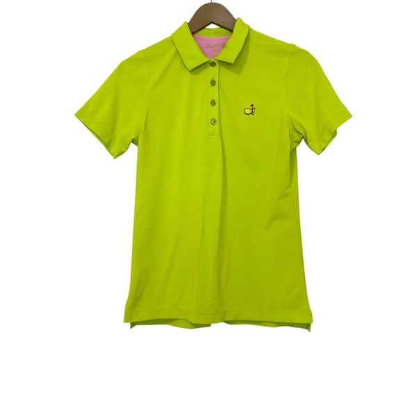 Magnolia Lane Masters Size Medium Neon Green Short Sleeve Polo Golf Shirt Preppy - Picture 1 of 4